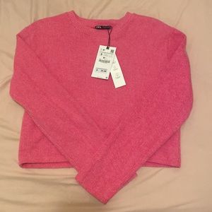 Hot pink brand new zara cropped soft sweater. never worn.
